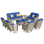 Ensemble de conversation de jardin 9 pièces XIZZI avec fauteuil pivotant