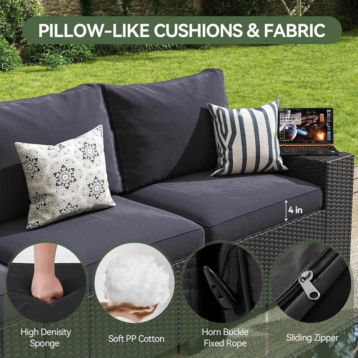 Salons de jardin avec coussins de 10 cm d'épaisseur