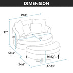 Fauteuil Moderne Rond Avec 5 Coussins Et Pouf Optionnel