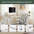 Bureau d'angle électrique debout avec 3 tiroirs et roulettes verrouillables, 160