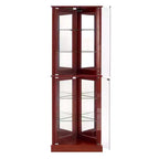 Vitrine d'angle, Merisier/Noyer, 4 portes vitrées