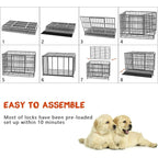 BOSSIN Cage pour Chien Robuste Indestructible 48/38 Pouces, Niche Anti-Évasion avec Roues Verrouillables