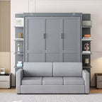 Lit escamotable mural Whisen Modern Design Queen size en bois avec canapé et étagères