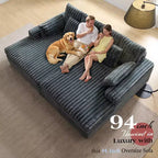 AMERLIFE Canapé double méridienne 93 po pour deux, canapé nuage avec assise profonde, coussins lombaires et accoudoirs larges, assemblage facile, fausse fourrure