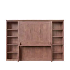 Lit escamotable grand lit/deux places avec bureau et étagère, brun foncé - ModernLuxe