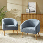 Fauteuil Sheila Modern 30 W Boucle avec pieds en bois massif, lot de 2, par HULALA HOME