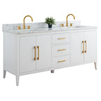 Meuble-lavabo de salle de bain Vanity Art 72 po à double vasque avec dessus en marbre reconstitué
