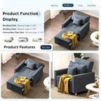 Fauteuil convertible 3-en-1, plusieurs coloris, une place
