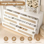 Commode en rotin pour chambre à coucher avec 6 tiroirs, 47 commode large moderne de style ferme, armoire de rangement en bois pour placard, salon, couloir