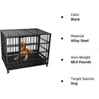BOSSIN Cage pour Chien Robuste Indestructible 48/38 Pouces, Niche Anti-Évasion avec Roues Verrouillables
