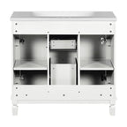 Meuble-lavabo de salle de bain moderne de 91 cm avec lavabo et armoire de toilette, 2 portes et 2 tiroirs