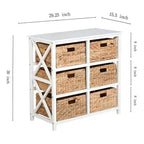 eHemco 3 tiroirs de rangement avec 6 paniers en jacinthe d'eau naturelle