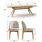 Ensemble de salle à manger 9 pièces pour 8 personnes, table à tréteaux extensible avec chaises rembourrées aux pieds en bois massif-Panipeachy