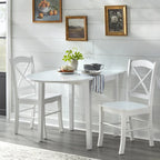 Ensemble de salle à manger 3 pièces avec table à rallonges style cottage rustique