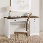 Meuble de rangement de bureau cannelé, bureau de direction moderne de 54 po avec station de recharge, bureau d'ordinateur en bois avec tiroirs classeurs pour bureau d'étude