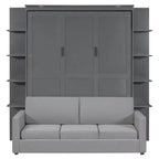 Lit escamotable mural Whisen Modern Design Queen size en bois avec canapé et étagères
