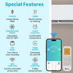 Climatiseur mini-split Karl Home 3 zones 28000 BTU 20 SEER2 avec pompe à chaleur (9K+9K+18K)