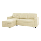 Canapé d'angle réversible convertible avec lit gigogne, méridienne de rangement et pieds durables