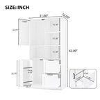 Meuble de rangement de salle de bain de 157 cm de haut, armoire de rangement au sol autoportante avec tiroir et étagère réglable, armoire de rangement pour garde-manger pour salle de bain, salon
