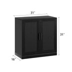 Armoire de rangement décorative de 62 pouces de hauteur en osier noir avec grain de bois et 12 étagères
