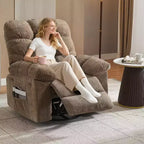 Fauteuil de massage inclinable et chauffant – Fauteuil à bascule pivotant à 360°, canapé simple surdimensionné avec vibration, port USB et poches de rangement pour salon/chambre