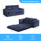 Mjkone Canapé-Lit Futon Convertible 2-en-1 180 cm, Canapé Deux Places Pliable en Tissu Côtelé avec Boutons Touffetés, Idéal pour Petits Espaces