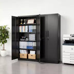 Armoire de Rangement Métallique VEVOR, Meuble de Rangement Verrouillable en Acier de 175 cm avec 4 Étagères Réglables, 2 Portes Magnétiques, 2 Clés, 5 Niveaux de Rangement pour Outils, Noir