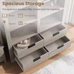 Bibliothèque haute de 72 po avec 4 tiroirs, étagère de rangement autoportante de style campagnard pour chambre à coucher, salon, bureau à domicile