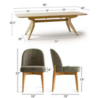 Ensemble de salle à manger 9 pièces pour 8 personnes, table à tréteaux extensible avec chaises rembourrées aux pieds en bois massif-Panipeachy