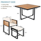 Ensemble de salle à manger d'extérieur 18 pièces en bois d'acacia, 8 chaises rembourrées, 8 poufs et 2 tables carrées