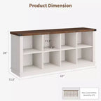 Étagère de rangement à 8 cubes, bibliothèque horizontale de style ferme, bibliothèque de rangement en bois de 157 cm pour entrée, étagères basses et longues pour salon