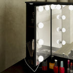 Coiffeuse LED de luxe avec 9 tiroirs, station de maquillage élégante