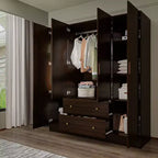 Hitow Armoire 2 grands tiroirs zone de suspension centrale avec miroir Style minimaliste