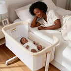 Berceau bébé avec roues 鈥?Beige / Gris / Rose, Cododo, pour 1 bébé