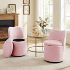 Chaise de vanité pivotante avec rangement, tabouret de maquillage rond rembourré avec dossier, fauteuil d'appoint rembourré doux pour chambre et salon