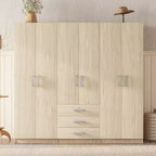 Armoire 6 portes en bois avec tiroirs pour chambre à coucher