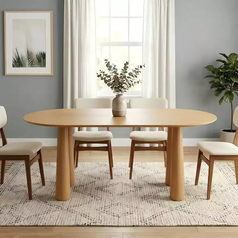 Dovelina 67 Oval Wood Dining Table with 4 legs Modern Kitchen Table for 6 People