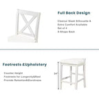 Ensemble table et chaises Homy Casa 5 pièces hauteur comptoir avec étagères de rangement, blanc et noyer, style ferme moderne