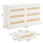 Commode en rotin pour chambre à coucher avec 6 tiroirs, 47 commode large moderne de style ferme, armoire de rangement en bois pour placard, salon, couloir