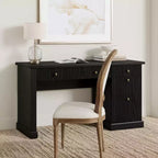 Meuble de rangement de bureau cannelé, bureau de direction moderne de 54 po avec station de recharge, bureau d'ordinateur en bois avec tiroirs classeurs pour bureau d'étude