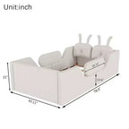 Lit plateforme double Whisen, cadre de lit rembourré pour enfants avec coussin lapin, barrières latérales amovibles