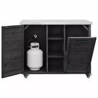 Îlot de cuisine extérieure de 198,9 cm avec comptoir en acier inoxydable, station de barbecue pliable et armoires de rangement, noir