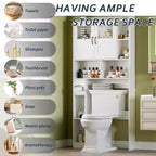 Meuble de rangement pour toilettes – Organisateur de salle de bain de style ferme de 171 cm de haut avec étagère réglable et porte en verre pour salle de bain, buanderie
