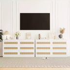 Commode en rotin pour chambre à coucher avec 6 tiroirs, 47 commode large moderne de style ferme, armoire de rangement en bois pour placard, salon, couloir