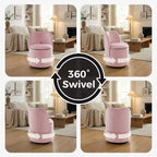 Chaise de vanité pivotante avec rangement, tabouret de maquillage rond rembourré avec dossier, fauteuil d'appoint rembourré doux pour chambre et salon