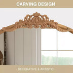 Miroir mural marron avec cadre en bois massif classique sculpté de 94 cm (37 po) de large x 180 cm (71 po) de haut avec fond en rotin