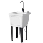 Évier utilitaire portable pour buanderie, bac à laver autoportant avec robinet, distributeur de savon et tuyaux