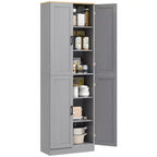 HOMCOM Garde-Manger de cuisine autoportant 170 cm, Armoire de rangement à 4 portes avec étagères réglables et portes