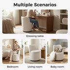 Chaise de vanité pivotante avec rangement, tabouret de maquillage rond rembourré avec dossier, fauteuil d'appoint rembourré doux pour chambre et salon