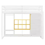 Lit mezzanine enfant avec armoire et étagères, Cadre de lit mezzanine en bois avec meuble de rangement pour enfants et adolescents
